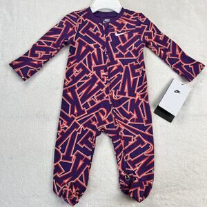 Nike Baby Sleeper Pajamas Purple Swoosh Size 3 Months